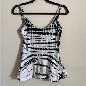Guess Black and White Tie Dye Tank Top
